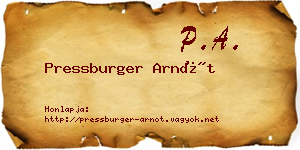 Pressburger Arnót névjegykártya